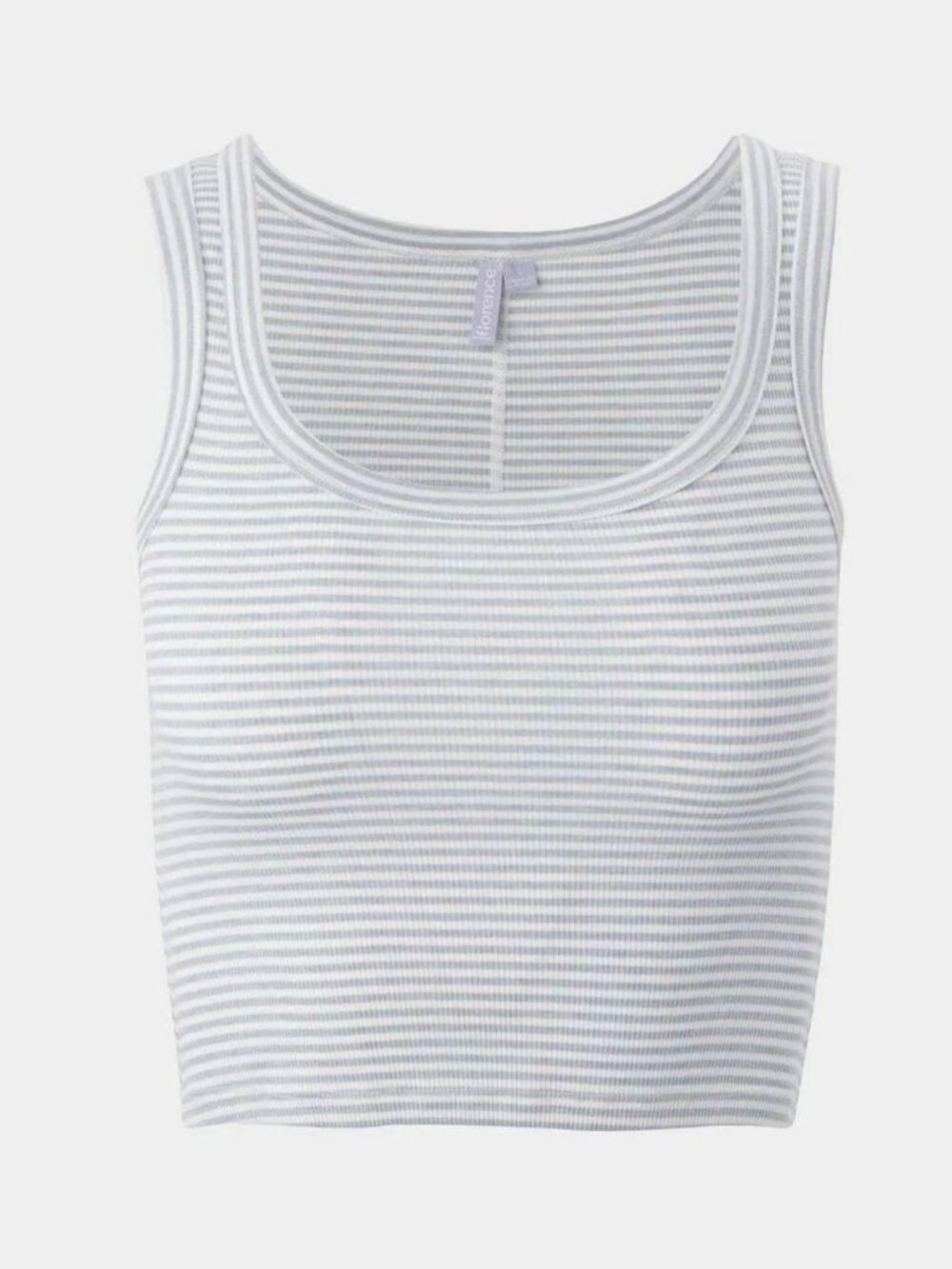 Florence by Mills Grey Striped Ribbed Knit Cropped Racerback Tank Top XXL